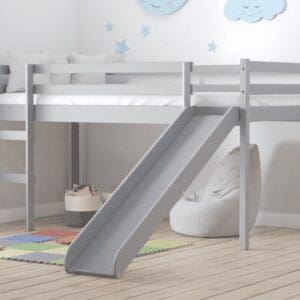 Frankie - Single - Mid Sleeper with Slide - Grey - Wooden - 3ft - Happy Beds