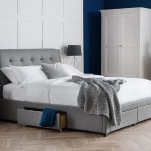 Fullerton - Double - 4 Drawer Storage Bed - Grey - Fabric - 4ft6 - Happy Beds