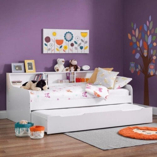 Grace - Single - Day Bed - Guest Bed Trundle - White - Wood - 3ft - Happy Beds