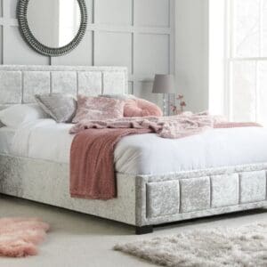 Hannover - King Size - Light Grey - Velvet - 5ft - Happy Beds