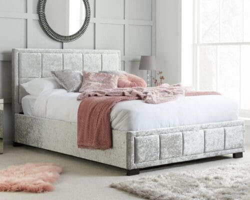 Hannover - King Size - Light Grey - Velvet - 5ft - Happy Beds