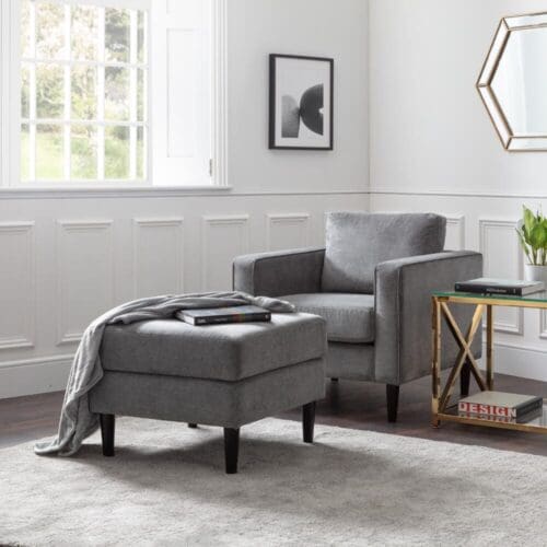 Hayward - Ottoman - Dark Grey - Chenille - Happy Beds