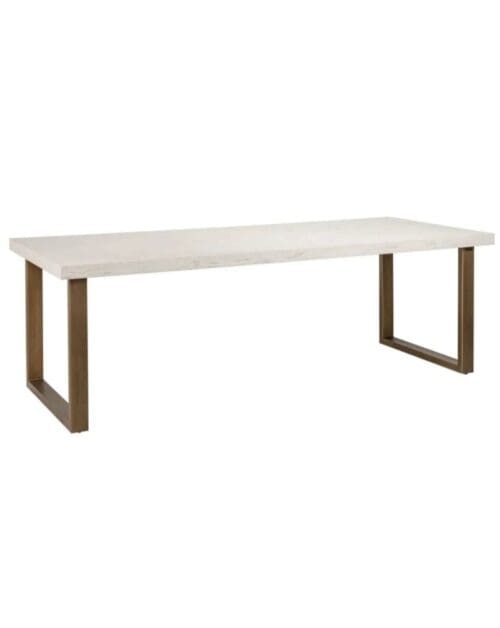 Herringbone Whitebone Brass Dining Table