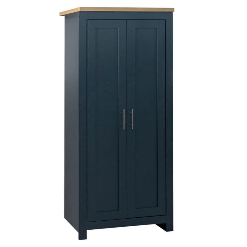 Highgate - 2 Door Wardrobe - Blue/Oak - Wooden - Happy Beds