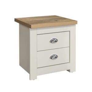 Highgate - 2 Drawer Bedside Table - Cream/Oak - Wooden - Happy Beds