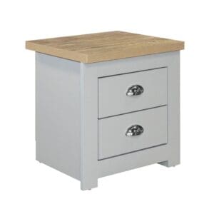 Highgate - 2 Drawer Bedside Table - Grey/Oak - Wooden - Happy Beds