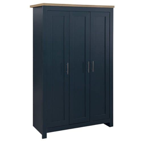 Highgate - 3 Door Wardrobe - Blue/Oak - Wooden - Happy Beds