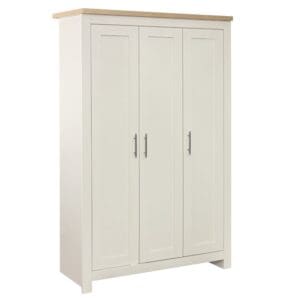 Highgate - 3 Door Wardrobe - Cream/Oak - Wooden - Happy Beds