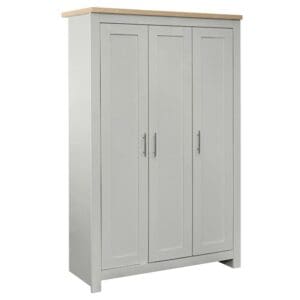 Highgate - 3 Door Wardrobe - Grey/Oak - Wooden - Happy Beds