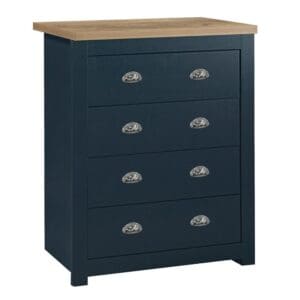 Highgate - 4 Drawer Chest - Blue/Oak - Wooden - Happy Beds