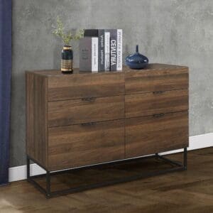 Houston - 6 Drawer Chest - Walnut - Wooden/Metal - Happy Beds