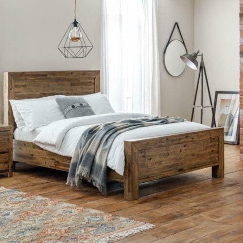 Hoxton - King Size - Rustic Oak Effect - Wood - 5ft - Happy Beds