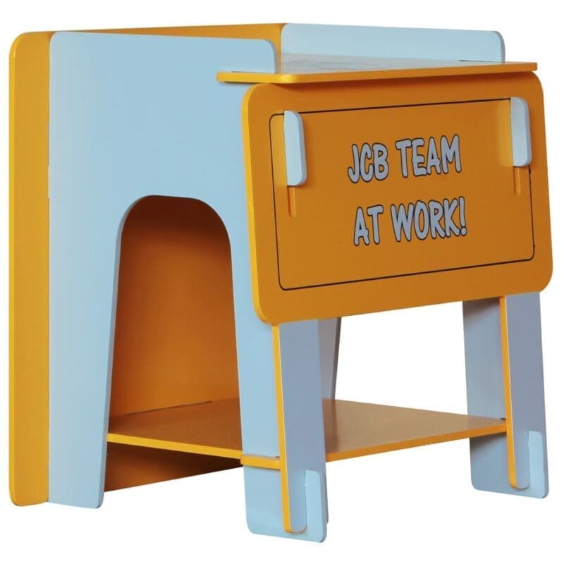 JCB - Children's Digger Bedside Table - Yellow/Blue - Wooden - Happy Beds