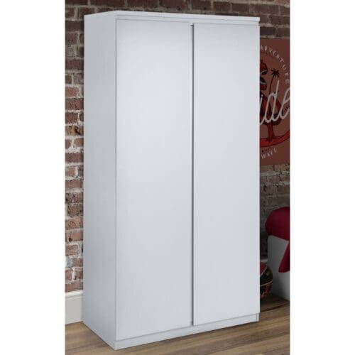 Jupiter - 2 Door Wardrobe - White - Wooden - Happy Beds