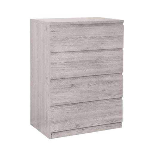 Jupiter - 4 Drawer Chest - Grey Oak - Wooden - Happy Beds