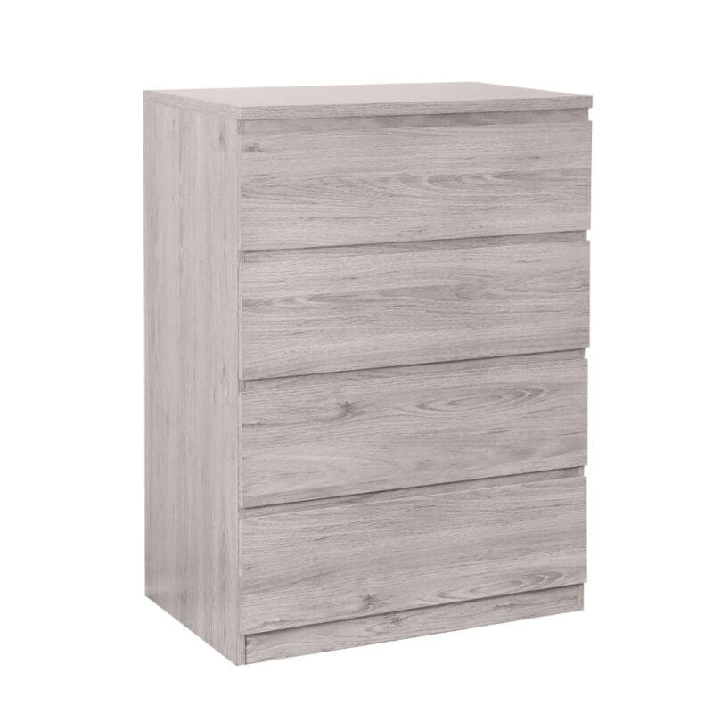 Jupiter - 4 Drawer Chest - Grey Oak - Wooden - Happy Beds