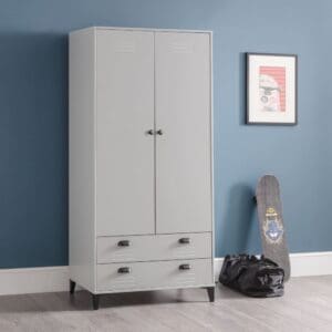 Lakers Locker - 2 Door Combination Wardrobe - Grey - Wooden - Happy Beds