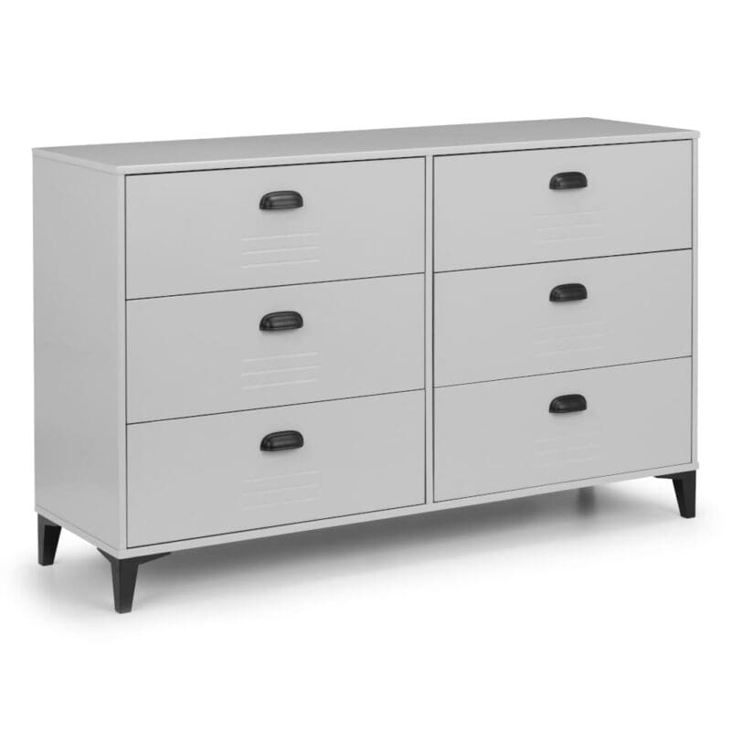 Lakers Locker - 6 Drawer Chest - Grey - Wooden - Happy Beds