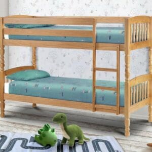 Lincoln - Single - Kids Antique Solid Pine Wooden Bunk Bed Frame - 3ft - Happy Beds