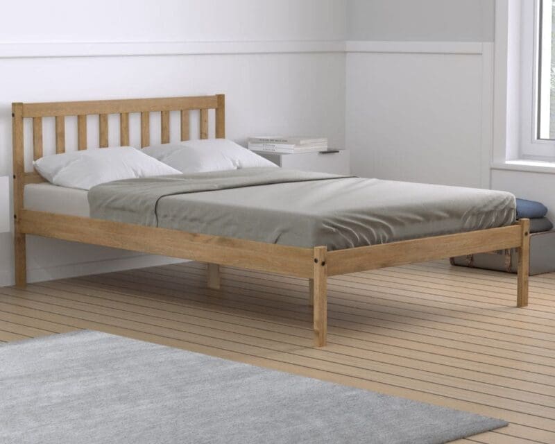 Lisbon - Single - Low Foot-End Bed - Waxed Pine - Wooden - 3ft - Happy Beds