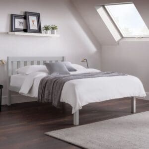 Luna - Double - Light Grey - Wooden - Low Foot-End Bed 4ft6 - Happy Beds