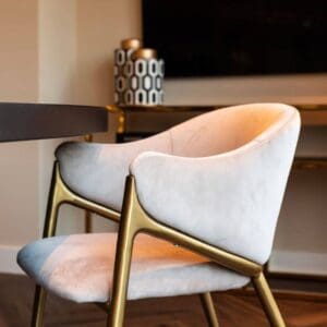 Luxury Brass & Mink Velvet Chair