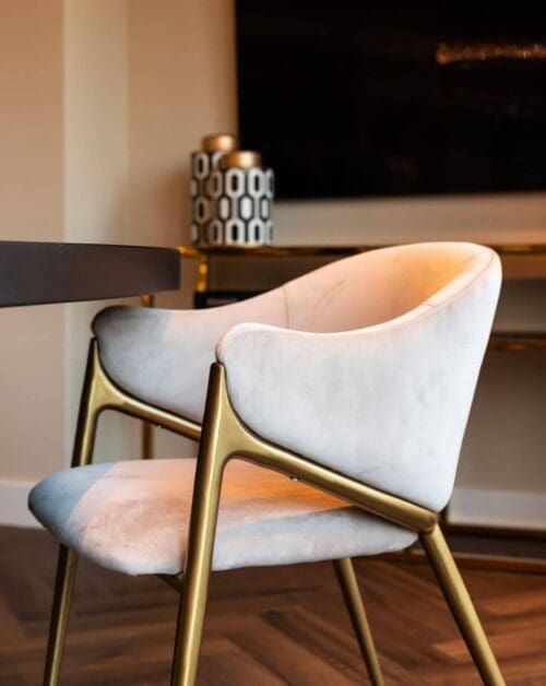 Luxury Brass & Mink Velvet Chair