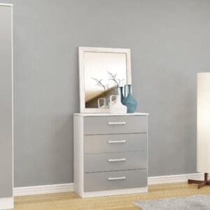 Lynx - 4 Drawer Chest - White/Grey - Wooden - Happy Beds