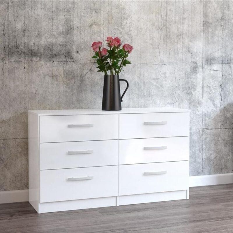 Lynx - 6 Drawer Chest - White - Wooden - Happy Beds