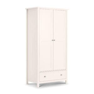 Maine - 2 Door Combination Wardrobe - White - Wooden - Happy Beds