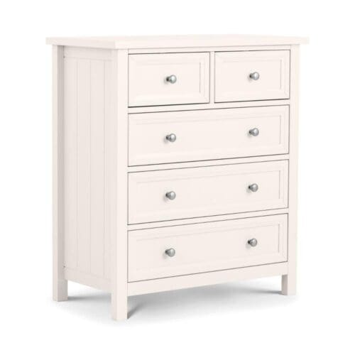 Maine - 3 + 2 Drawer Chest - White - Wooden - Happy Beds