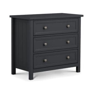 Maine - 3 Drawer Chest - Dark Grey - Wooden - Happy Beds