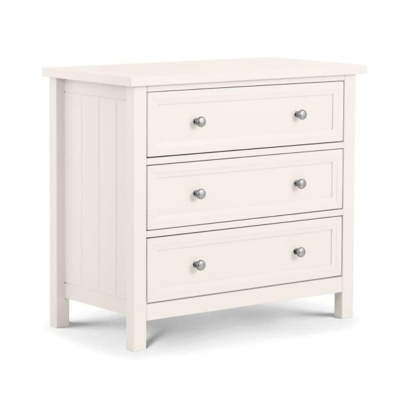 Maine - 3 Drawer Chest - White - Wooden - Happy Beds