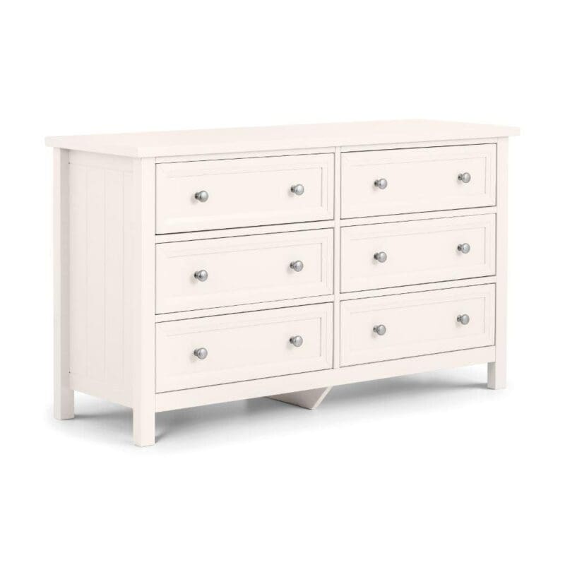 Maine - 6 Drawer Chest - White - Wooden - Happy Beds