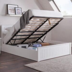 Maine - King Size - Ottoman Storage Bed - White - Wooden - 5ft - Happy Beds