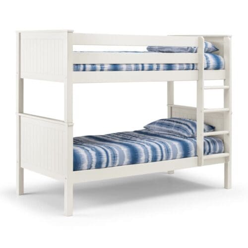 Maine - Single - Kids Bunk Bed - White - Wooden - 3ft - Happy Beds