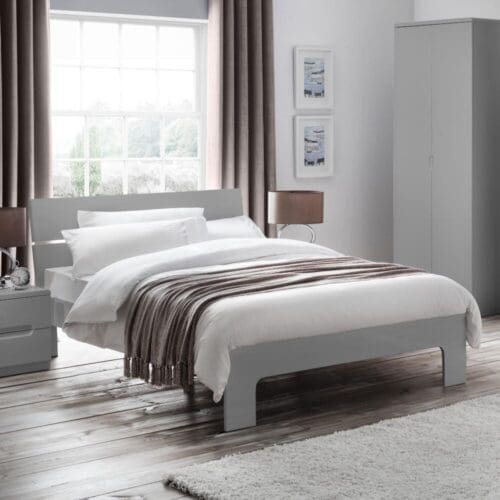 Manhattan - Double - Grey - Wooden - Low-Foot End Bed - 4ft6 - Happy Beds