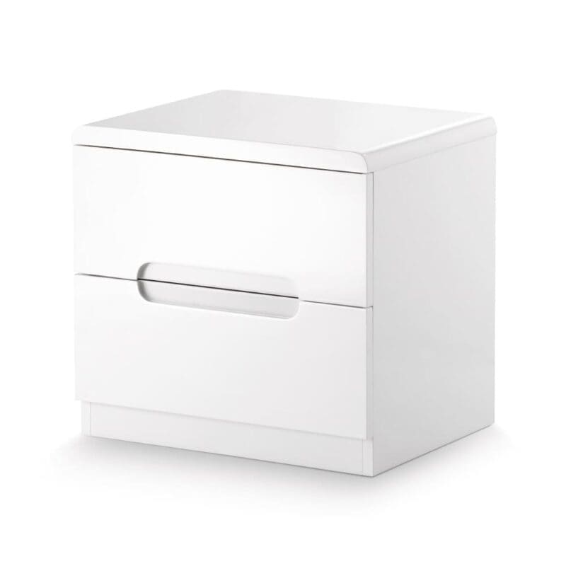 Manhattan - Gloss 2 Drawer Bedside Table - White - Wooden - Happy Beds