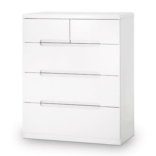 Manhattan - Gloss 3 + 2 Drawer Chest - White - Wooden - Happy Beds