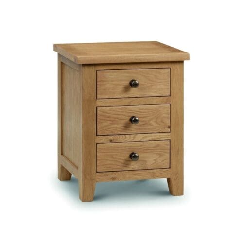 Marlborough - 3 Drawer Bedside Table - Oak - Wooden - Happy Beds