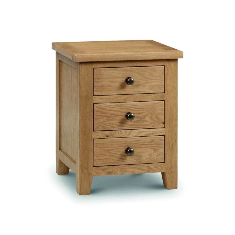 Marlborough - 3 Drawer Bedside Table - Oak - Wooden - Happy Beds