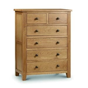 Marlborough - 4 + 2 Drawer Chest - Oak - Wooden - Happy Beds