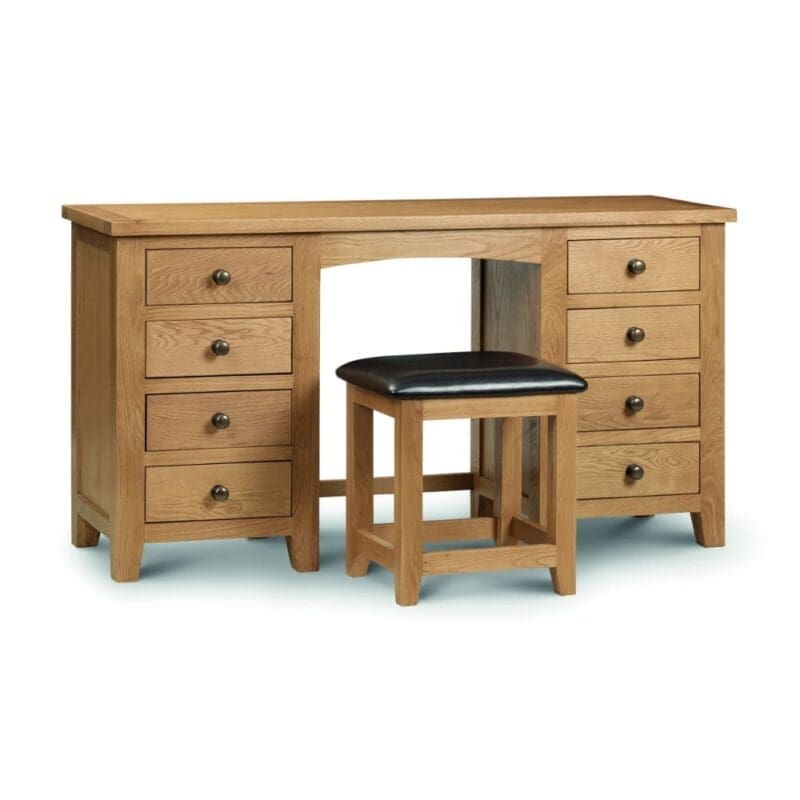 Marlborough - Double Pedestal Dressing Table - Oak - Wooden - Happy Beds