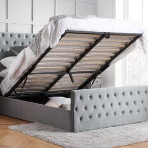 Marquis - Double - Ottoman Bed - Grey - Velvet - 4ft6 - Happy Beds