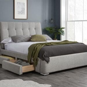 Mayfair - King Size - 4-Drawer Storage Bed - Grey - Fabric - 5ft - Happy Beds