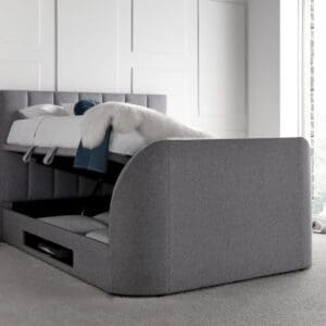 Medburn - Double - Ottoman Storage Bed - Light Grey - Fabric - 4ft6 - Happy Beds