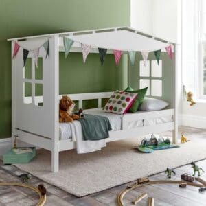 Mento - Single - Kids Treehouse Bed - White - Wood - 3ft - Happy Beds