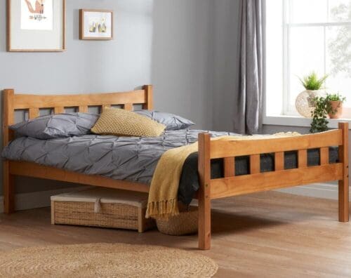 Miami - Double - Antique Solid Pine Wooden Bed Frame - 4ft6 - Happy Beds