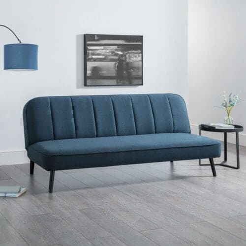 Miro - 2 Seater Sofa Bed - Blue - Linen - Happy Beds