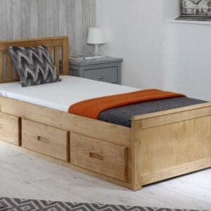 Mission - Small Double - Storage Bed - Drawers - Waxed Pine - Wooden - 4ft - Happy Beds